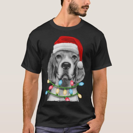 Beagle Kerstmis Boom Lichten Kerstmis Dogma's T-shirt (Voorkant)