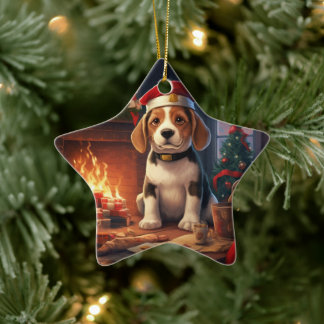 Beagle Kerstmis, Cadeau voor Beagle Politie Fan Keramisch Ornament