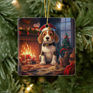 Beagle Kerstmis, Cadeau voor Beagle Politie Fan Keramisch Ornament