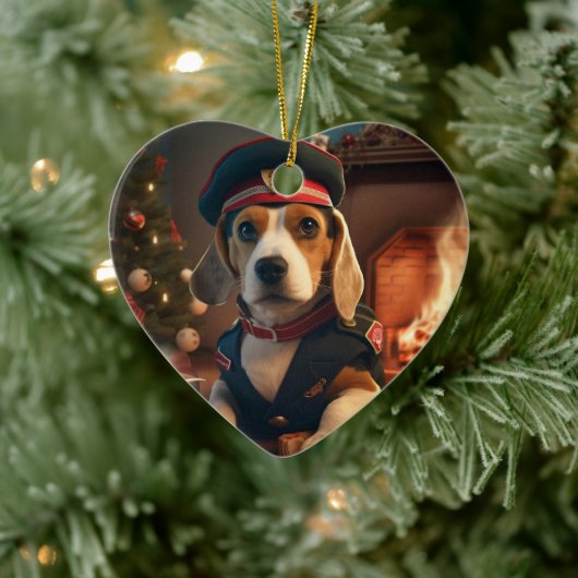 Beagle Kerstmis, Cadeau voor Beagle Politiefanaat Keramisch Ornament (Boom)