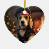 Beagle Kerstmis, Cadeau voor Beagle Politiefanaat Keramisch Ornament (Voorkant)