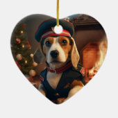 Beagle Kerstmis, Cadeau voor Beagle Politiefanaat Keramisch Ornament (Achterkant)