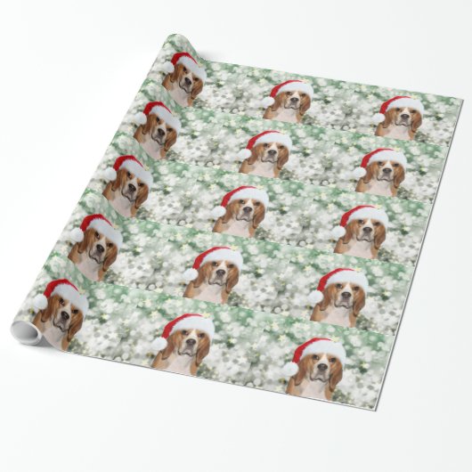 Beagle Kerstmis Cadeaupapier (Uitgerold)
