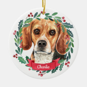 Beagle Kerstmis Elegant Waterverf Dog Keramisch Ornament