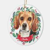 Beagle Kerstmis Elegant Waterverf Dog Keramisch Ornament (Links)