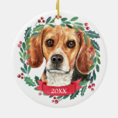 Beagle Kerstmis Elegant Waterverf Dog Keramisch Ornament (Achterkant)