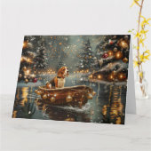 Beagle Kerstmis Feestelijke Reis Kaart (Gele Bloem)