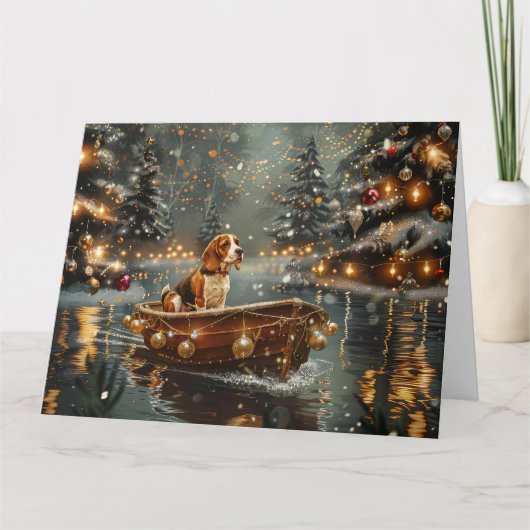Beagle Kerstmis Feestelijke Reis Kaart (Voorkant)