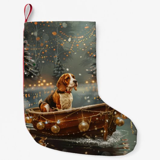 Beagle Kerstmis Feestelijke Reis Kleine Kerstsok (Voorkant)