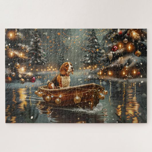 Beagle Kerstmis Feestelijke Reis Legpuzzel (Horizontaal)