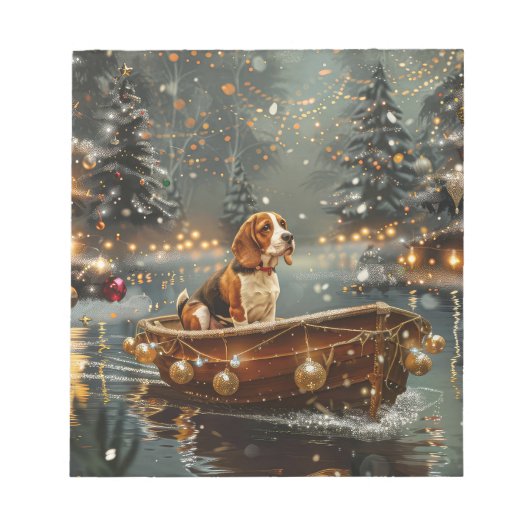 Beagle Kerstmis Feestelijke Reis Notitieblok (Voorkant)