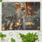 Beagle Kerstmis Feestelijke Reis Theedoek (Gevouwen)