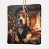 Beagle Kerstmis, Gift voor Beagle Politieliefhebbe Keramisch Ornament (Links)