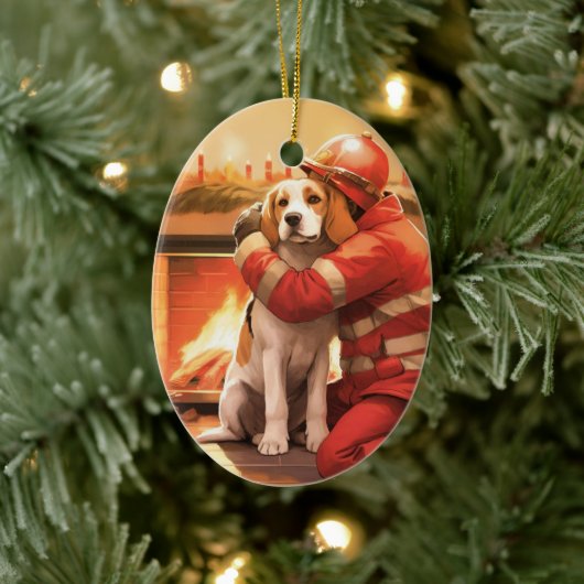 Beagle Kerstmis, Gift voor Hond Brandweerlief Keramisch Ornament (Boom)