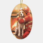 Beagle Kerstmis, Gift voor Hond Brandweerlief Keramisch Ornament (Links)