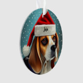 Beagle, Kerstmis, Kerstman Hond Ornament (voorkant)