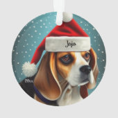 Beagle, Kerstmis, Kerstman Hond Ornament (achterkant)