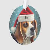 Beagle, Kerstmis, Kerstman Hond Ornament (voorkant)