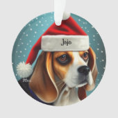 Beagle, Kerstmis, Kerstman Hond Ornament (voorkant)