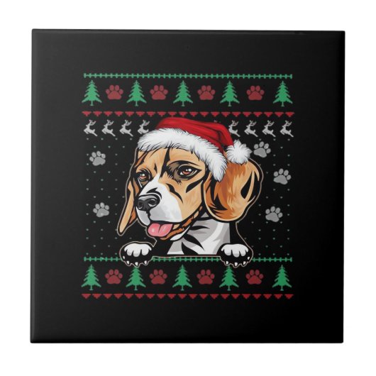 Beagle Kerstmis Lelijkere Hond Kerstmis Oversized Tegeltje (Voorkant)