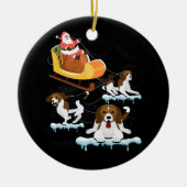 Beagle Kerstmis Santa Riding Beagle Rendier Hond Keramisch Ornament (Voorkant)