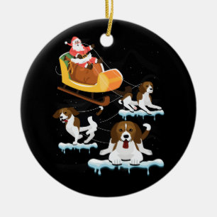 Beagle Kerstmis Santa Riding Beagle Rendier Hond Keramisch Ornament