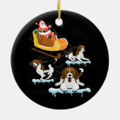 Beagle Kerstmis Santa Riding Beagle Rendier Hond Keramisch Ornament (Achterkant)