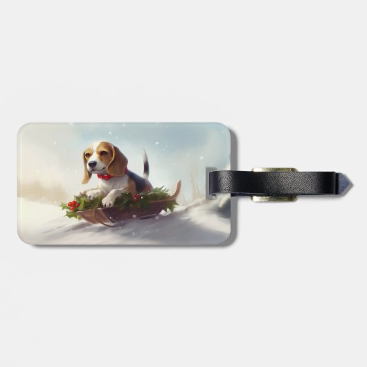Beagle Kerstmis sneeuw winter Bagagelabel (Achterkant horizontaal)