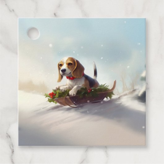 Beagle Kerstmis sneeuw winter Bedankjes Labels (Voorkant)