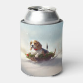 Beagle Kerstmis sneeuw winter Blikjeskoeler (Blikje Voorkant)