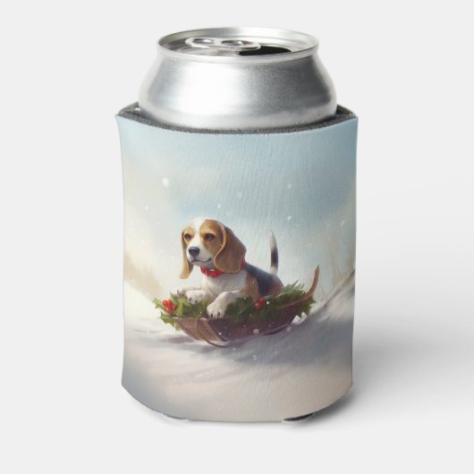 Beagle Kerstmis sneeuw winter Blikjeskoeler (Blikje Achterkant)