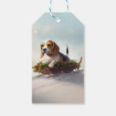 Beagle Kerstmis sneeuw winter Cadeaulabel (Achterkant)