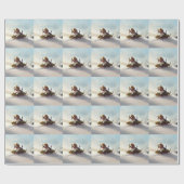 Beagle Kerstmis sneeuw winter Cadeaupapier (Vlak)