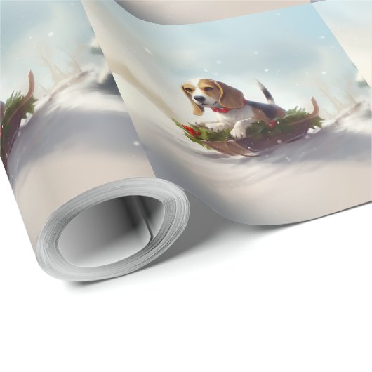 Beagle Kerstmis sneeuw winter Cadeaupapier (Rol Hoek)