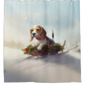 Beagle Kerstmis sneeuw winter Douchegordijn (Voorkant)
