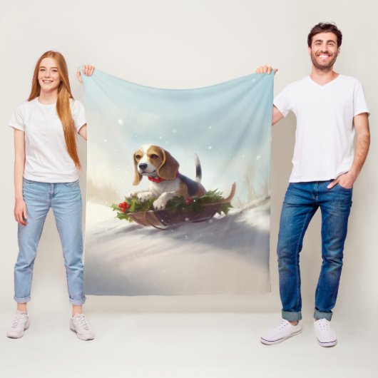 Beagle Kerstmis sneeuw winter Fleece Deken (In situ)