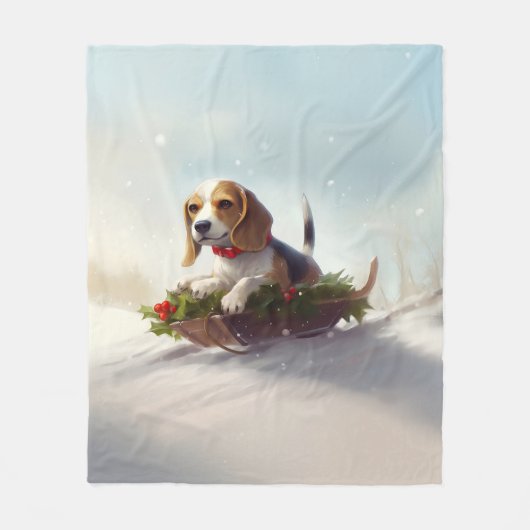 Beagle Kerstmis sneeuw winter Fleece Deken (Voorkant)