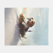 Beagle Kerstmis sneeuw winter Fleece Deken (Voorkant (Horizontaal))