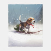 Beagle Kerstmis sneeuw winter Fleece Deken (Voorkant)