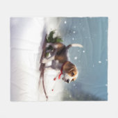 Beagle Kerstmis sneeuw winter Fleece Deken (Voorkant (Horizontaal))