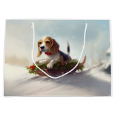 Beagle Kerstmis sneeuw winter Groot Cadeauzakje (Voorkant)