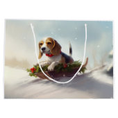 Beagle Kerstmis sneeuw winter Groot Cadeauzakje (Achterkant)