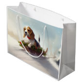 Beagle Kerstmis sneeuw winter Groot Cadeauzakje (Achterkant Gekanteld)