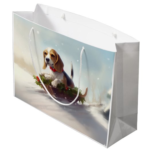 Beagle Kerstmis sneeuw winter Groot Cadeauzakje (Achterkant Gekanteld)