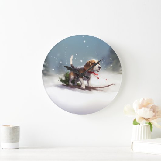 Beagle Kerstmis sneeuw winter Grote Klok (Huis)
