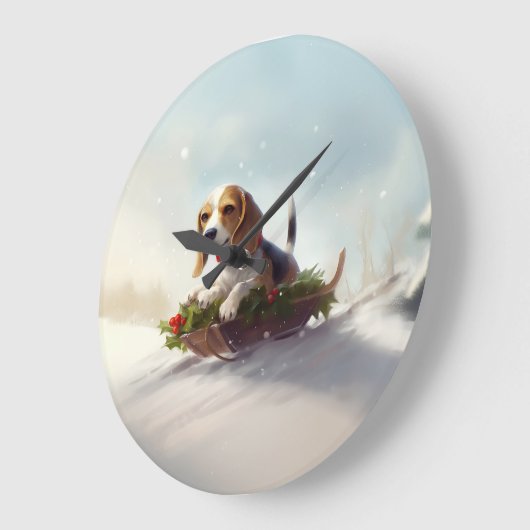 Beagle Kerstmis sneeuw winter Grote Klok (Hoek)