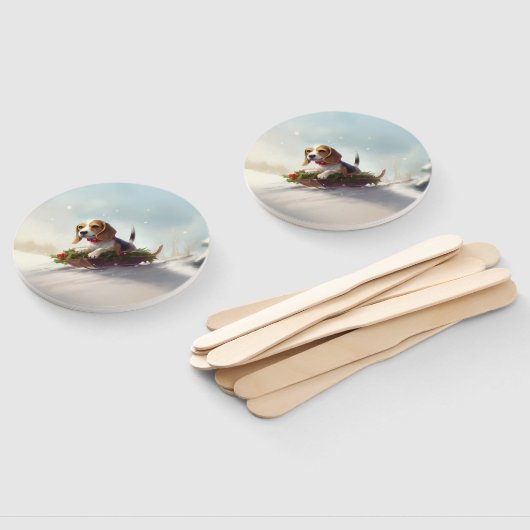 Beagle Kerstmis sneeuw winter Handwaaier (Niet-gemonteerd)