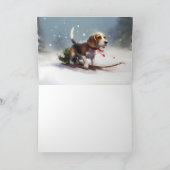 Beagle Kerstmis sneeuw winter Kaart (Binnen)