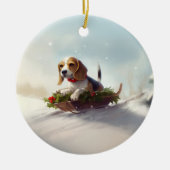 Beagle Kerstmis sneeuw winter Keramisch Ornament (Voorkant)