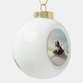 Beagle Kerstmis sneeuw winter Keramische Bal Ornament (Links)